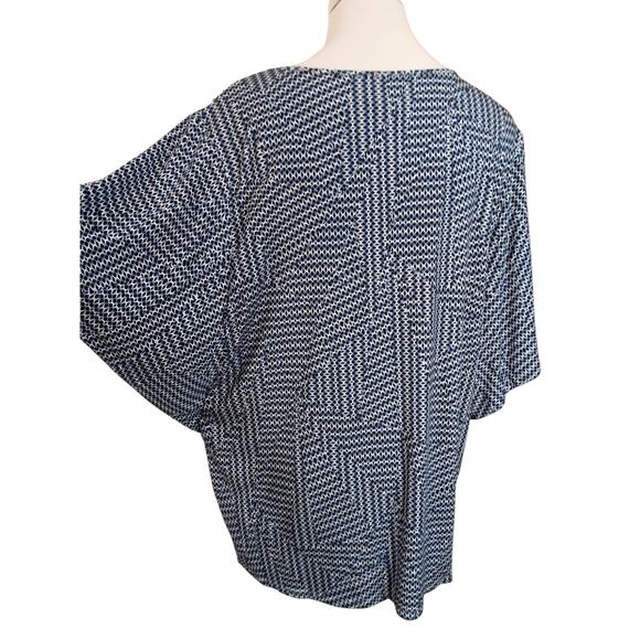 CHICO'S 3 Soft‎ Stretchy Top Shirt Blouse XL Short Sleeves Kimono Smocked V-Neck - Picture 4 of 9